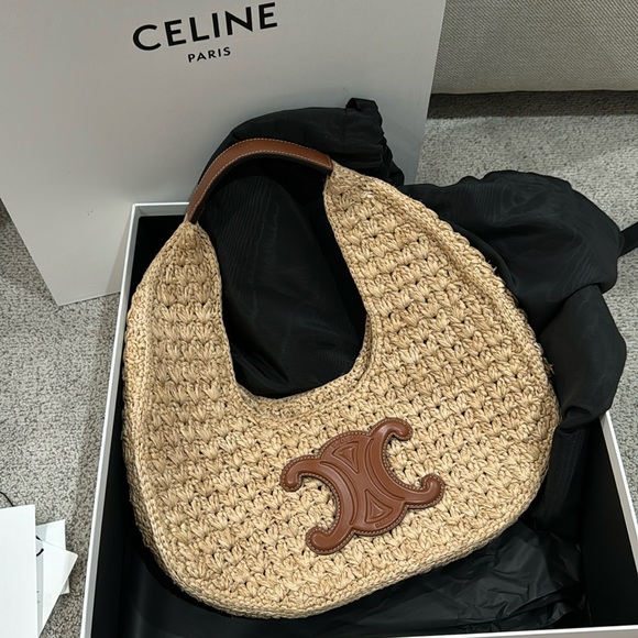 Celine Handbags - Celine raffia hobo bag